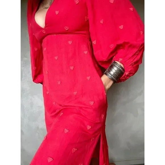 FARM Rio Red Heart Midi Dress - Picture 8 of 9